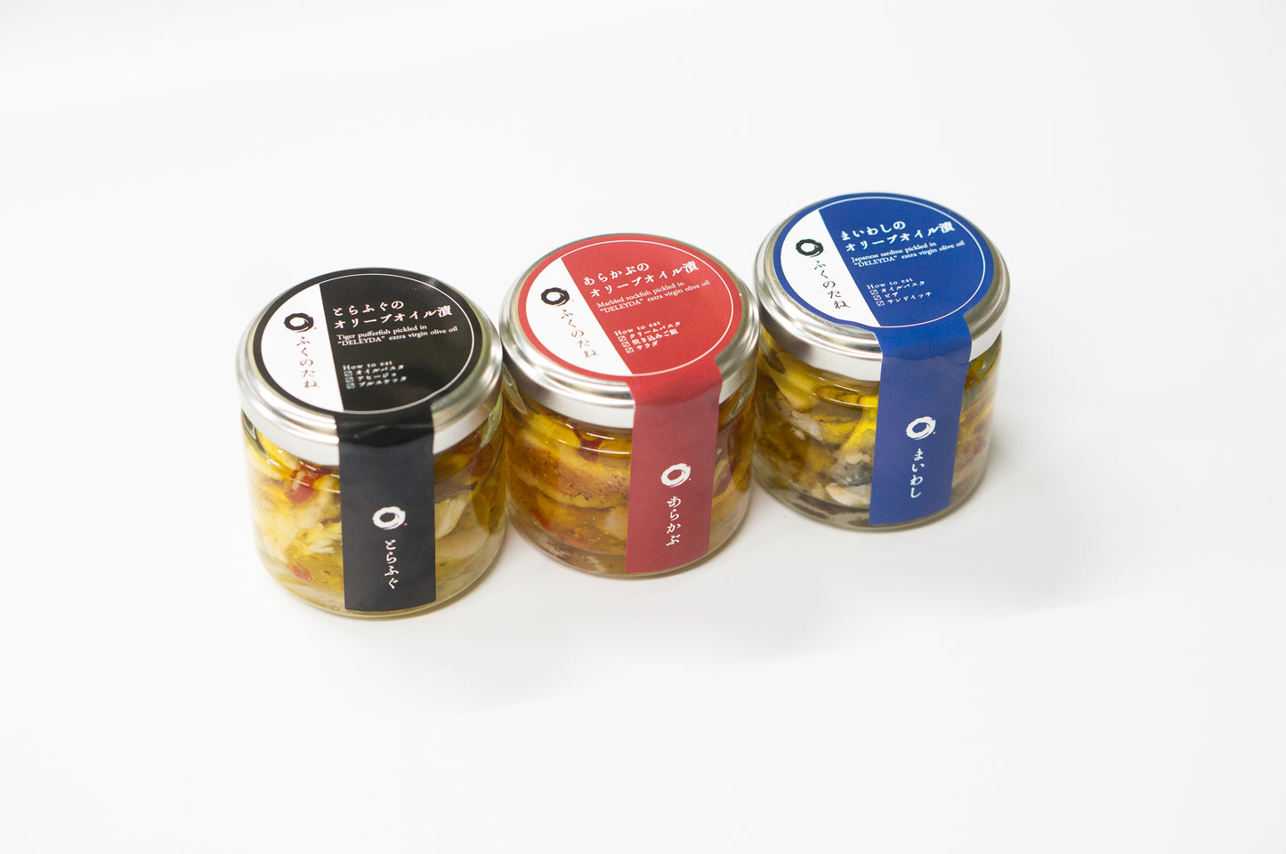 【3本セット】とらふぐ・あらかぶ・まいわしのオリーブオイル漬（小サイズ）