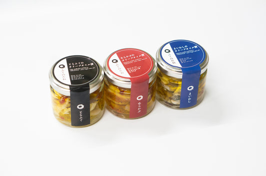 【3本セット】とらふぐ・あらかぶ・まいわしのオリーブオイル漬（小サイズ）